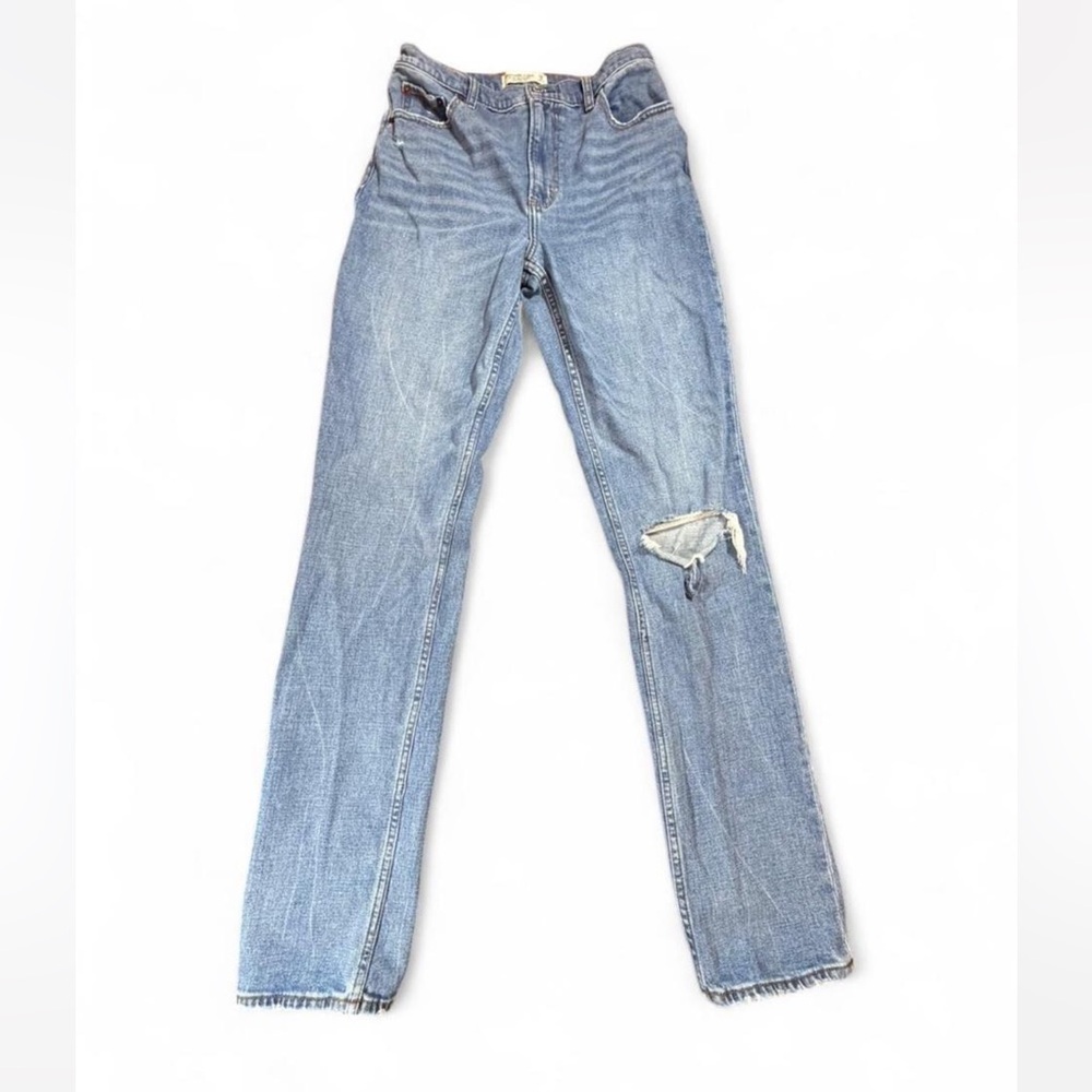 Abercrombie 90s Slim Straight Ultra High Rise Distressed Jeans Size 8 29 XL Long